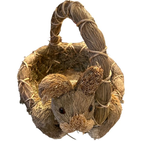 💕 SOLD 💕 Extra Large Sisal EASTER BASKET Bunny Rabbit Metallic Eggs 15" L x 14 - Picture 12 of 12